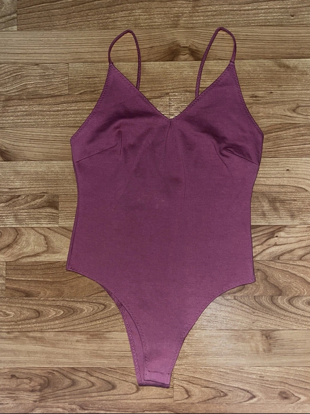 Shinestar Plum Spaghetti-Strap One-Piece Bodysuit